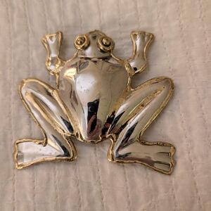 Silver and Gold Frog Brooch